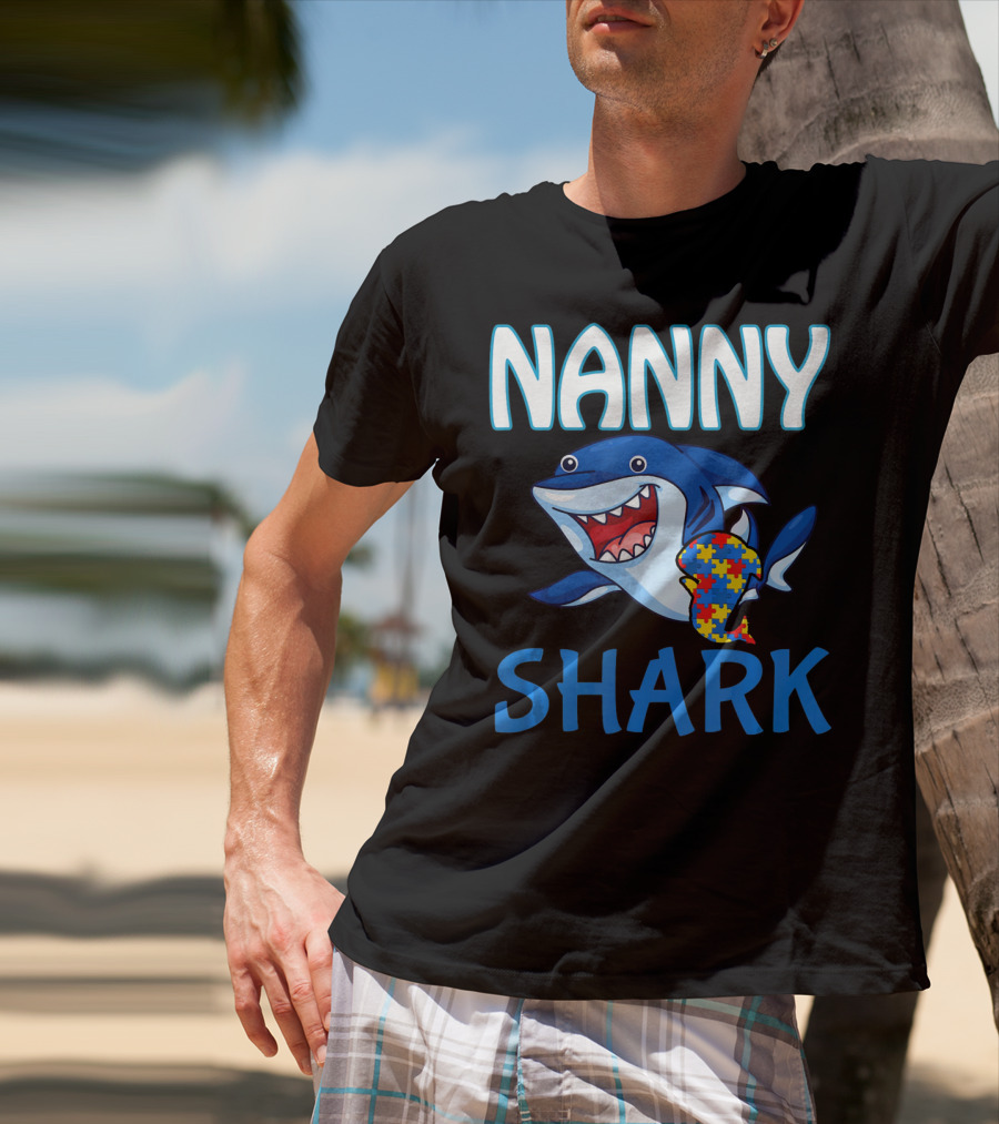 Nanny Shark Autism Awareness Puzzle Piece T-Shirt
