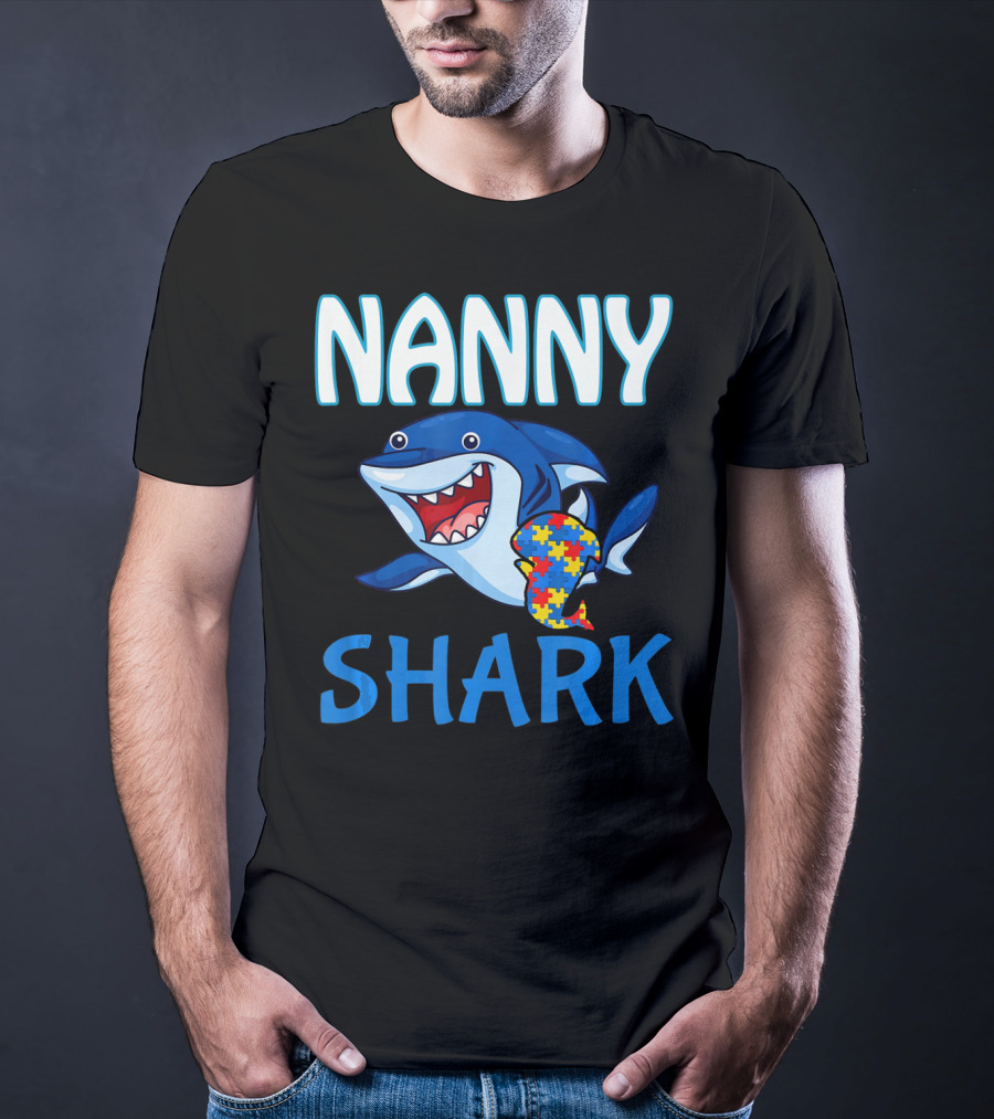 Nanny Shark Autism Awareness Puzzle Piece T-Shirt