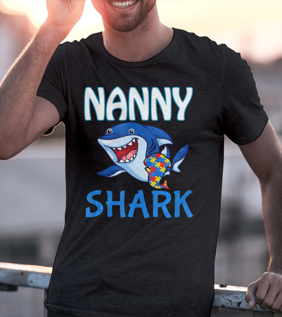Nanny Shark Autism Awareness Puzzle Piece T-Shirt