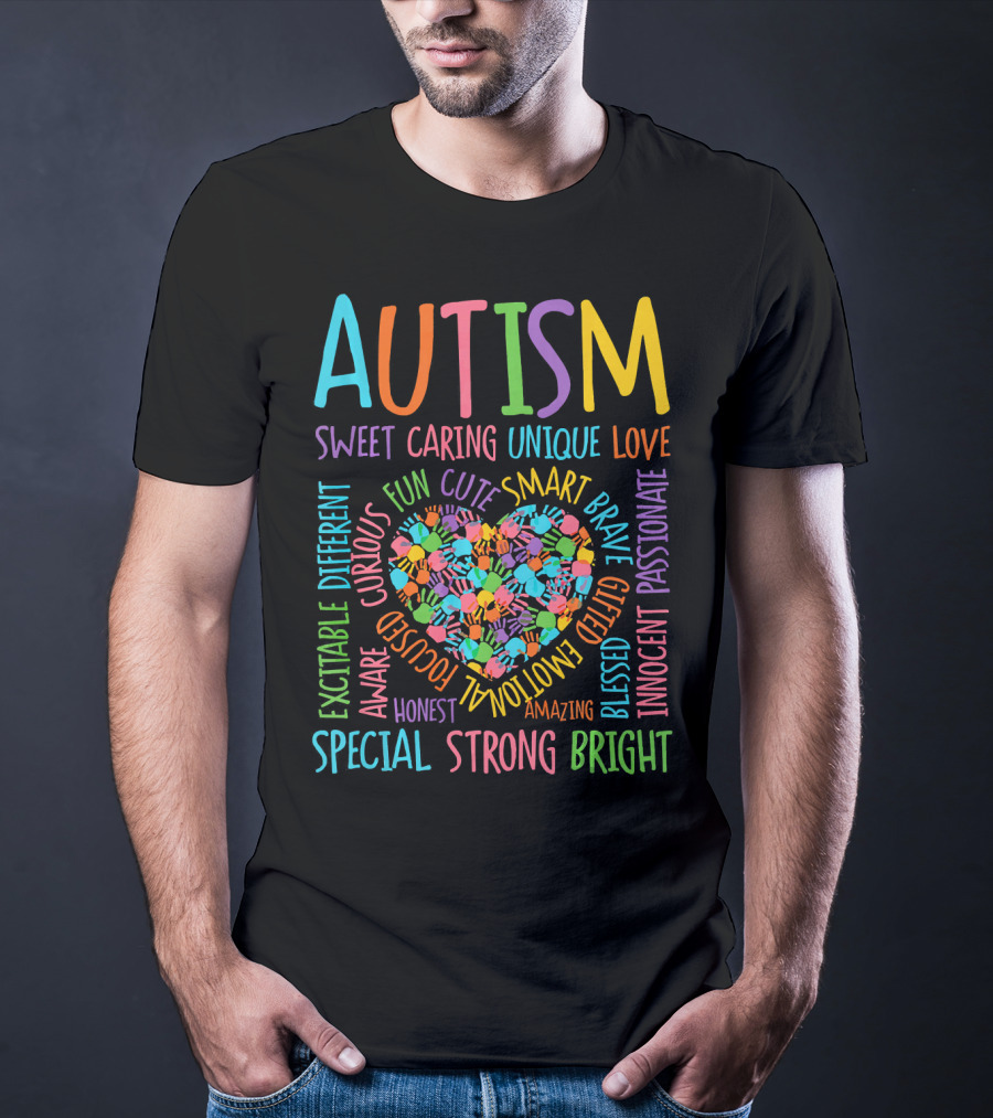 Autism Awareness Heart Puzzle Sweet Caring Unique Love Special Strong Bright T-Shirt