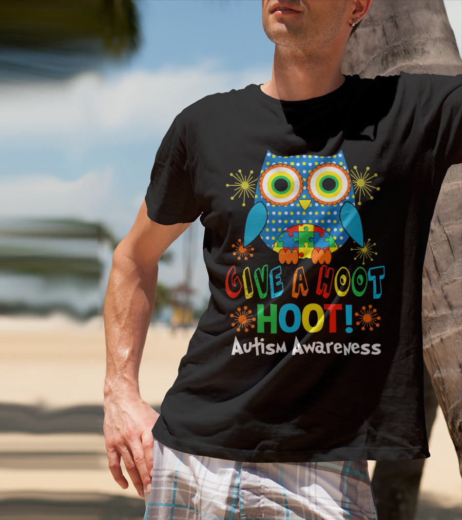 Give A Hoot Hoot Autism Awareness Owl Puzzle T-Shirt