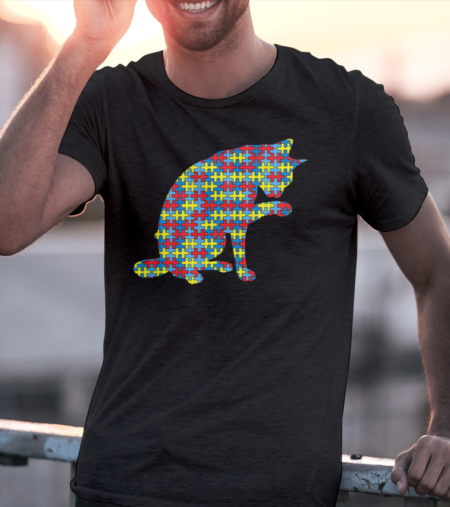 Abyssinian Autism Awareness Kitten Puzzle T-Shirt