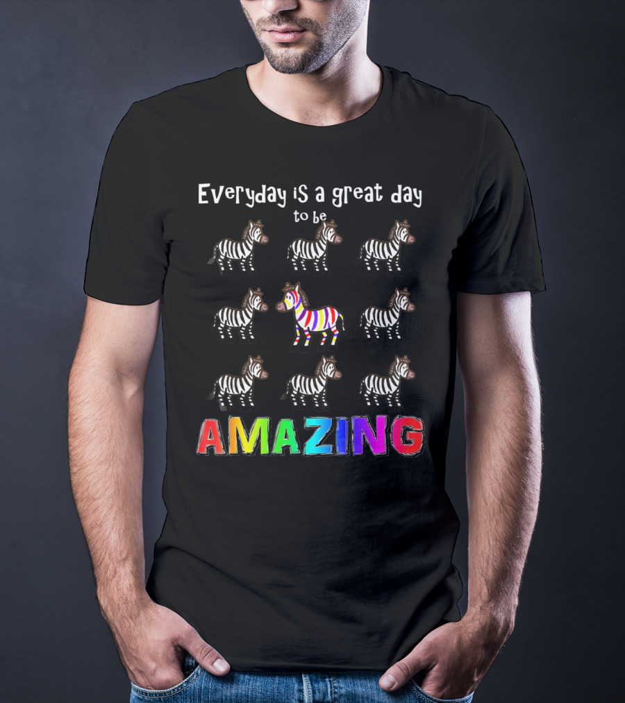 Everyday Is A Great Day To Be Amazing Rainbow Zebra T-Shirt