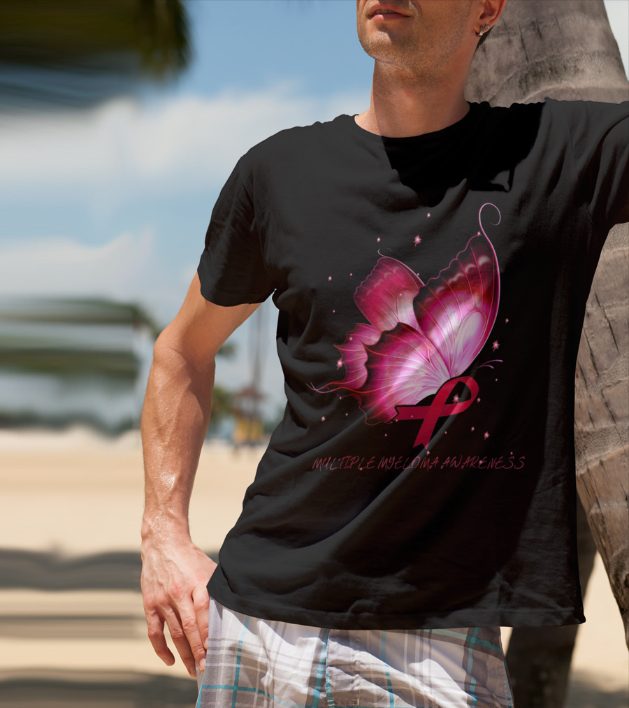 MULTIPLE MYELOMA AWARENESS Pink Butterfly T-Shirt