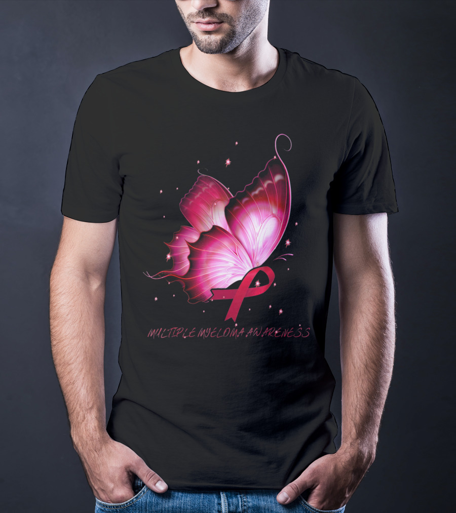 MULTIPLE MYELOMA AWARENESS Pink Butterfly T-Shirt