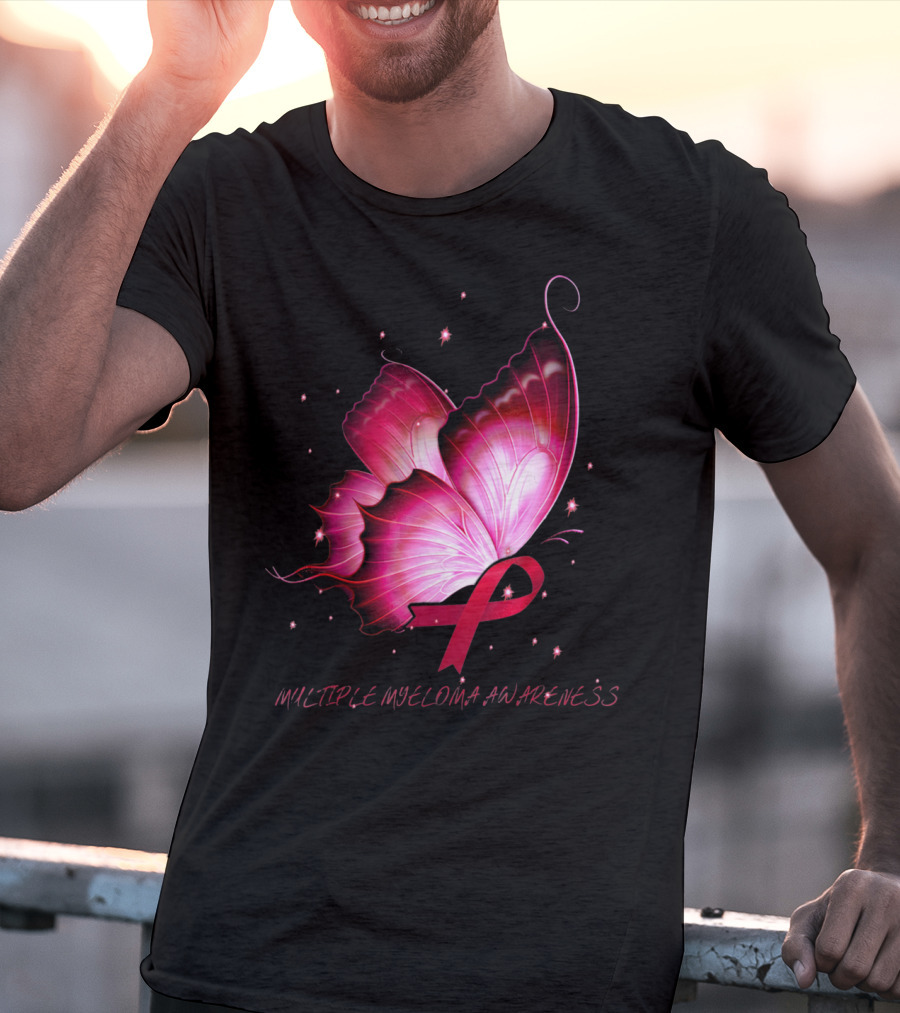 MULTIPLE MYELOMA AWARENESS Pink Butterfly T-Shirt