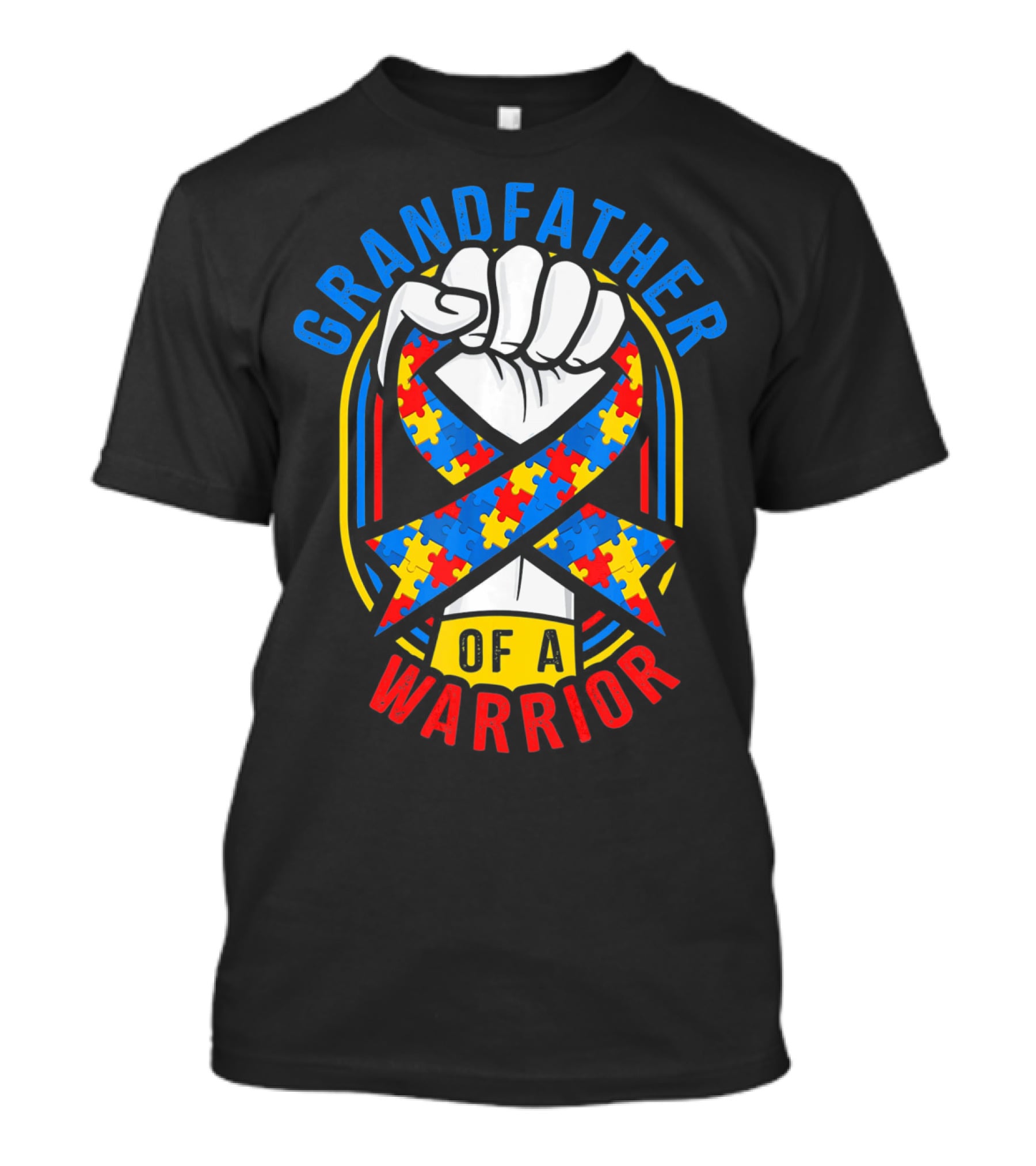 Grandfather Of A Warrior Autism Awareness Puzzle T-Shirt