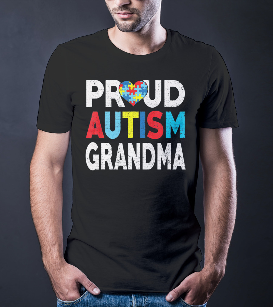 Proud Autism Grandma Heart Puzzle Love T-Shirt