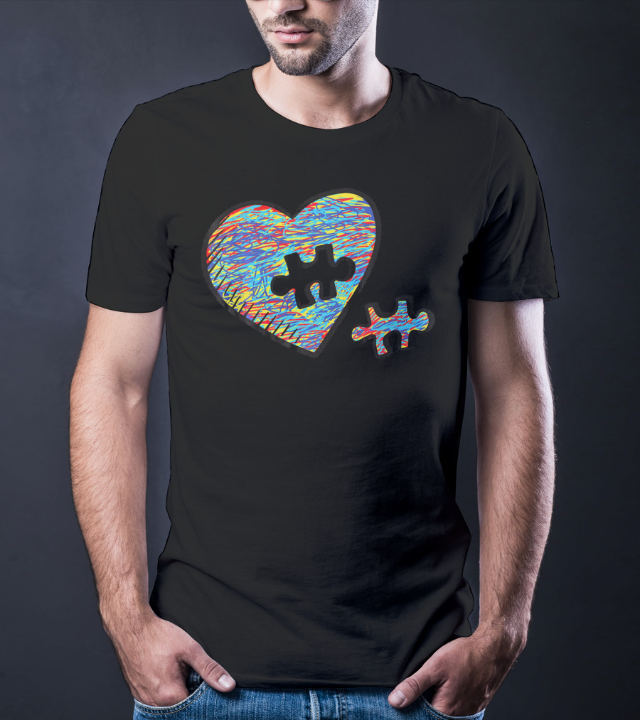 Autism Awareness Superpower Heart Puzzle Piece T-Shirt