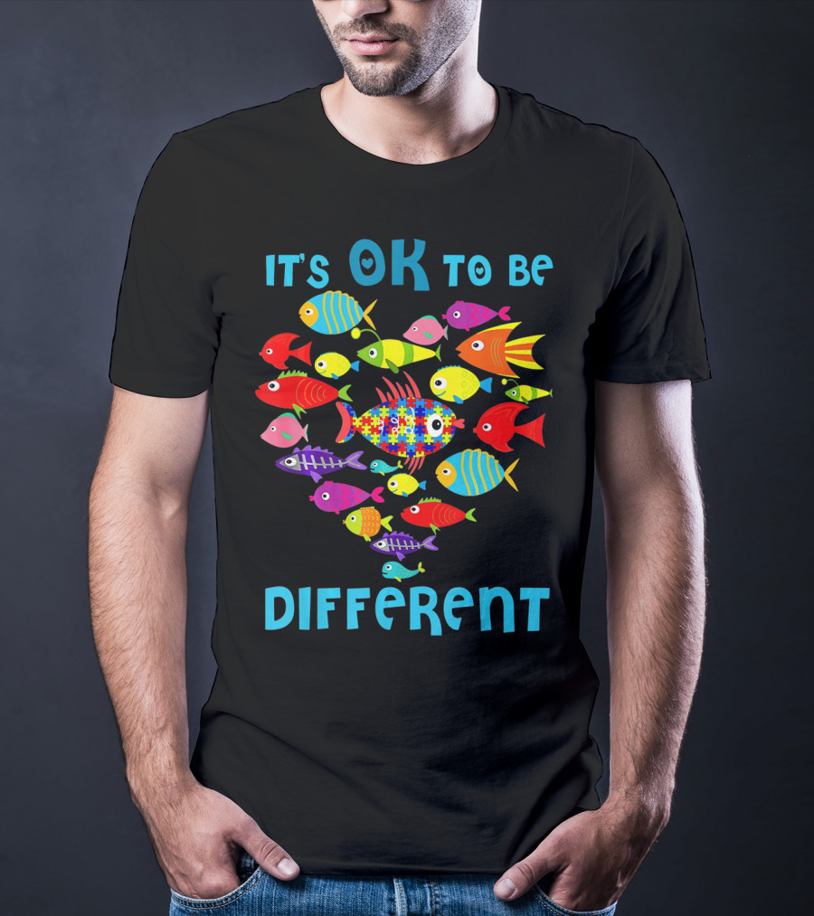 It's OK To Be Different Puzzle Fish Autism T-Shirt