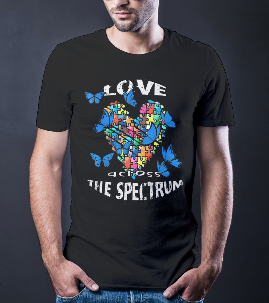 Love Across The Spectrum Autism Awareness Blue Butterflies T-Shirt