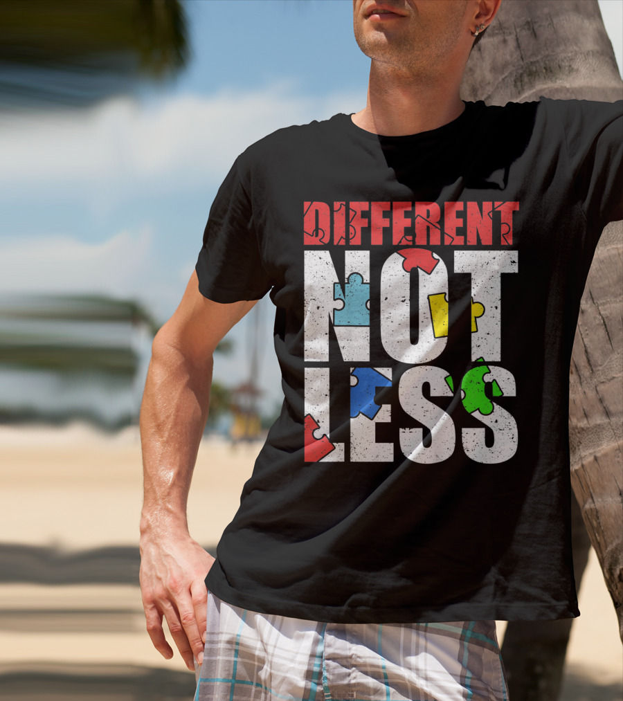 Kids Autism Awareness Different Not Less Puzzle Pieces T-Shirt