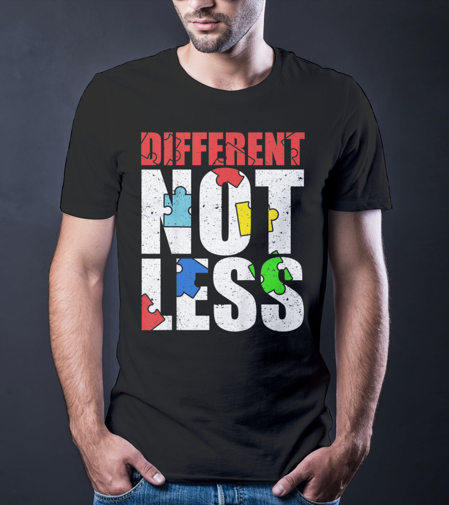 Kids Autism Awareness Different Not Less Puzzle Pieces T-Shirt