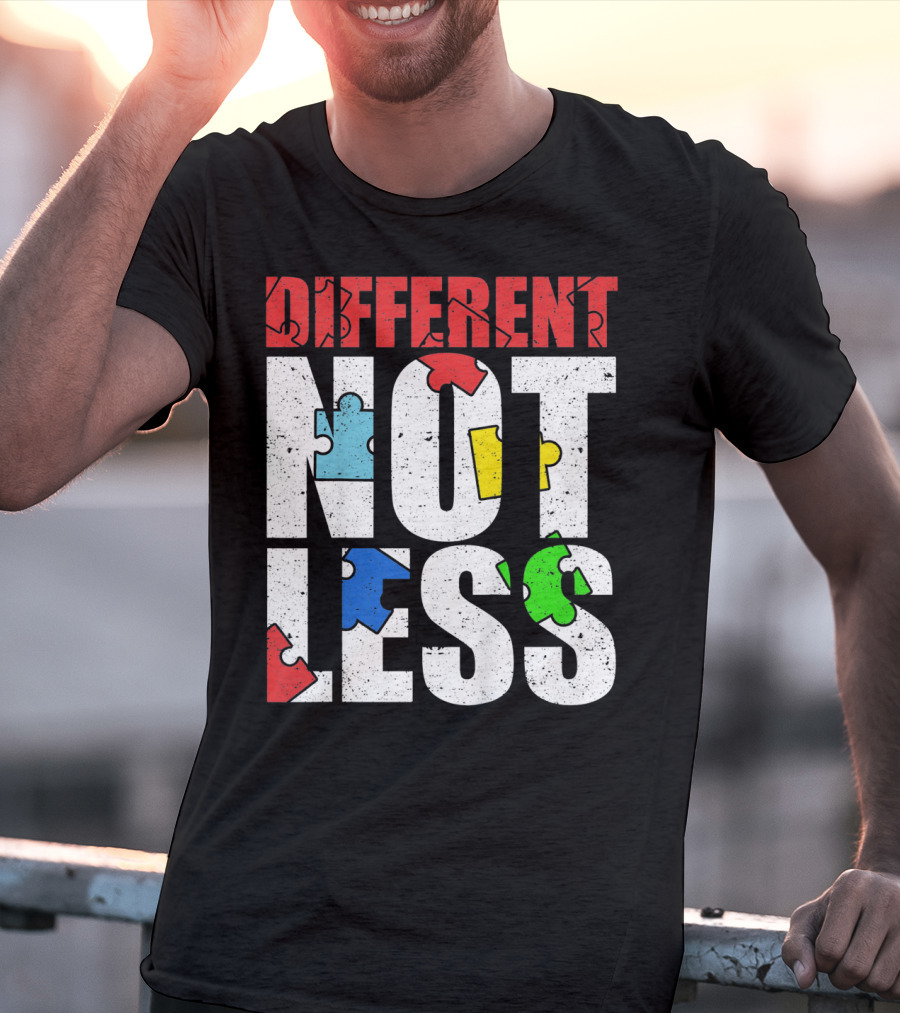 Kids Autism Awareness Different Not Less Puzzle Pieces T-Shirt