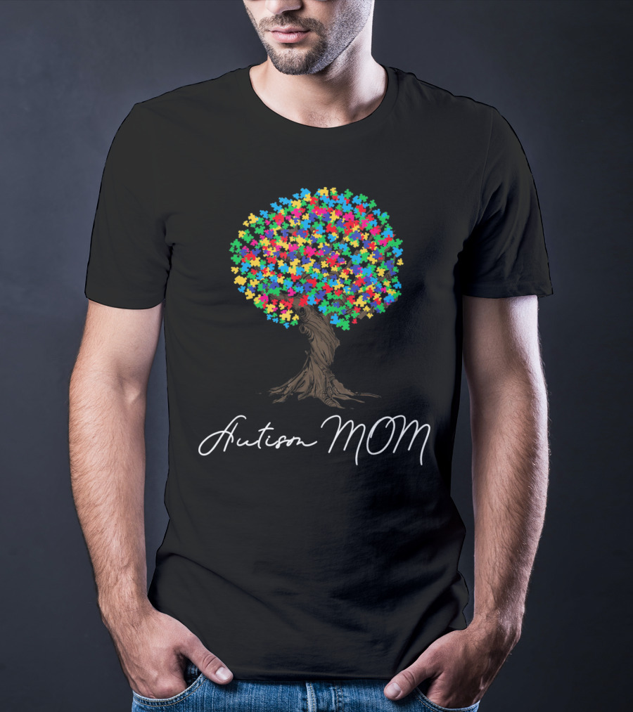 Autism Awareness Mom Puzzle Tree T-Shirt