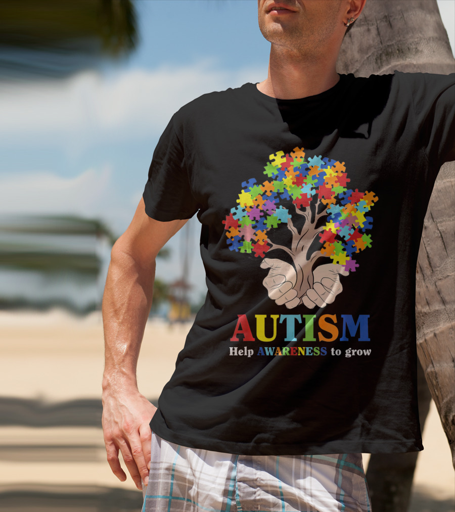 AUTISM Help Awareness To Grow With Puzzle Piece Tree T-Shirt