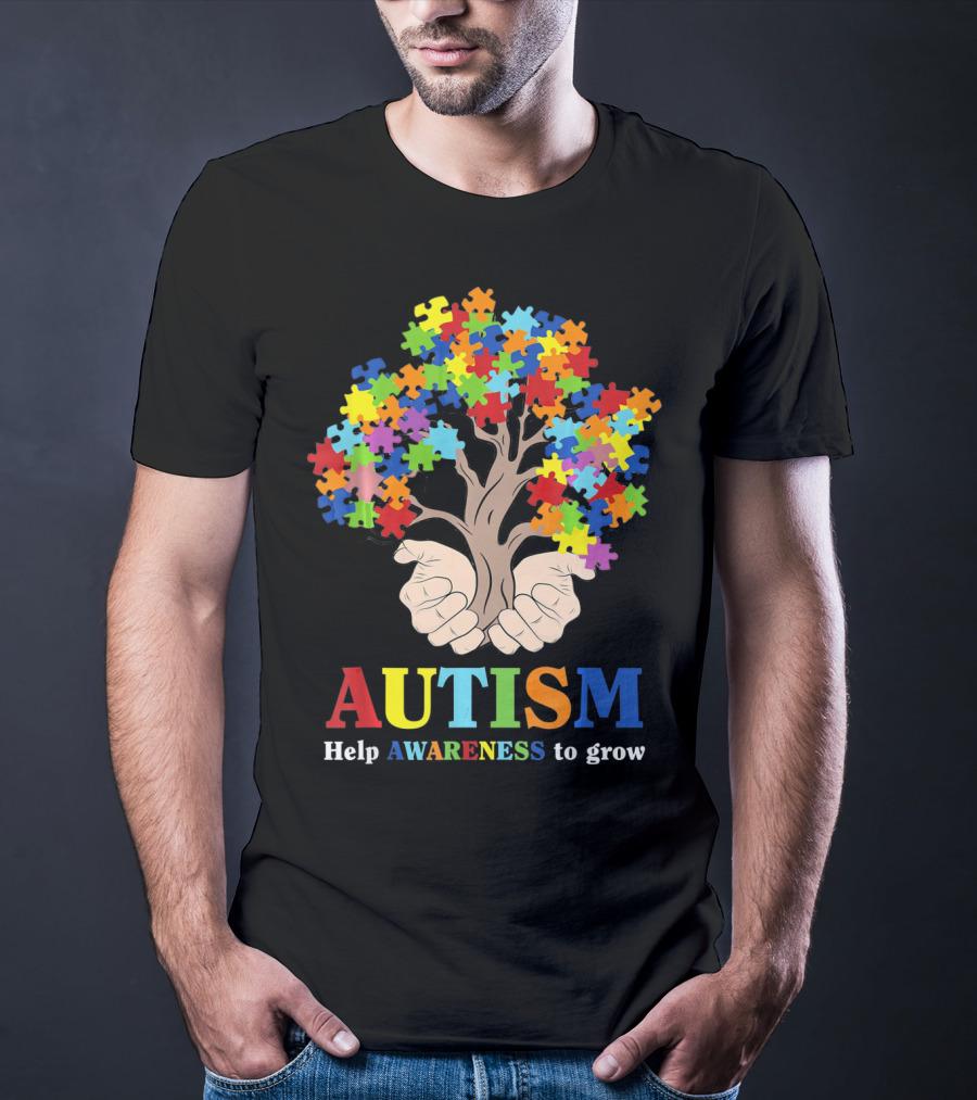 AUTISM Help Awareness To Grow With Puzzle Piece Tree T-Shirt