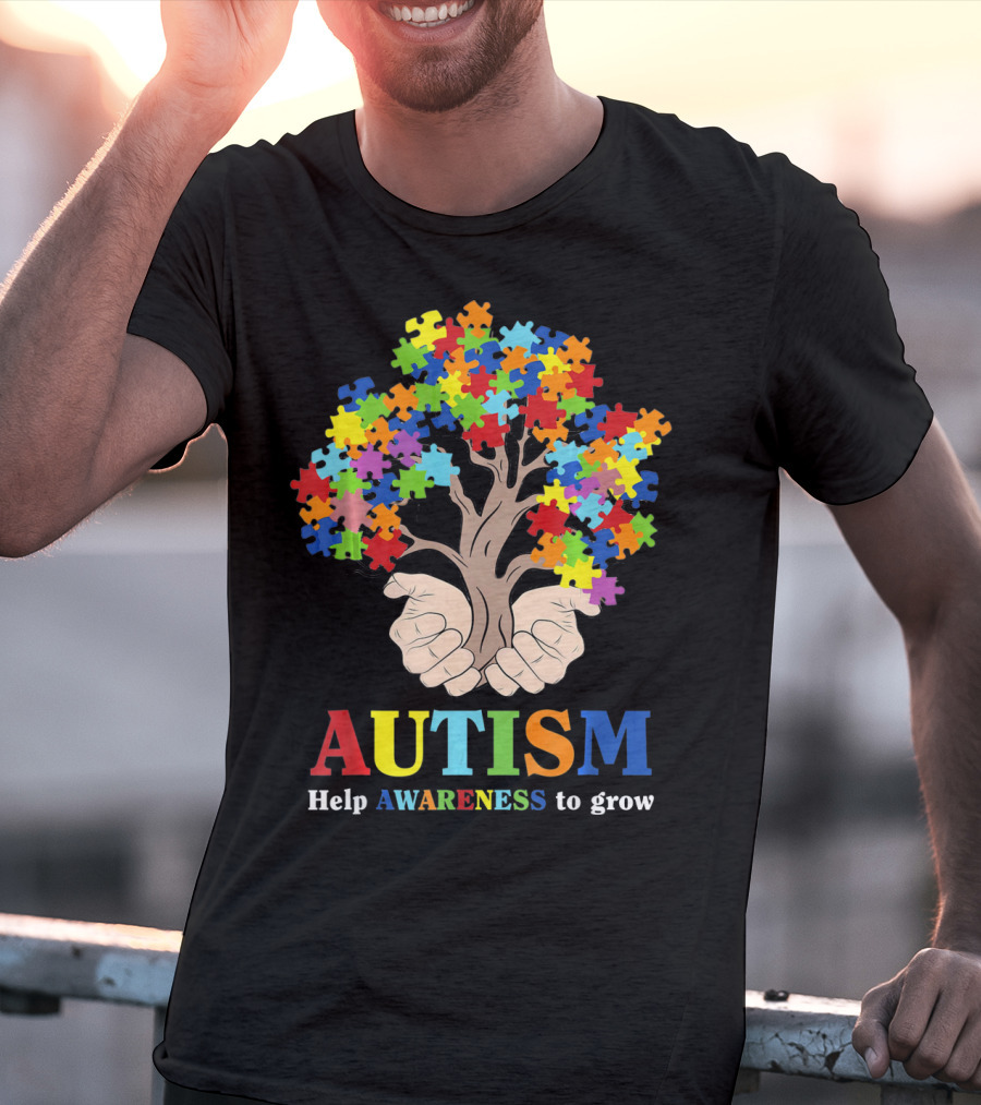 AUTISM Help Awareness To Grow With Puzzle Piece Tree T-Shirt