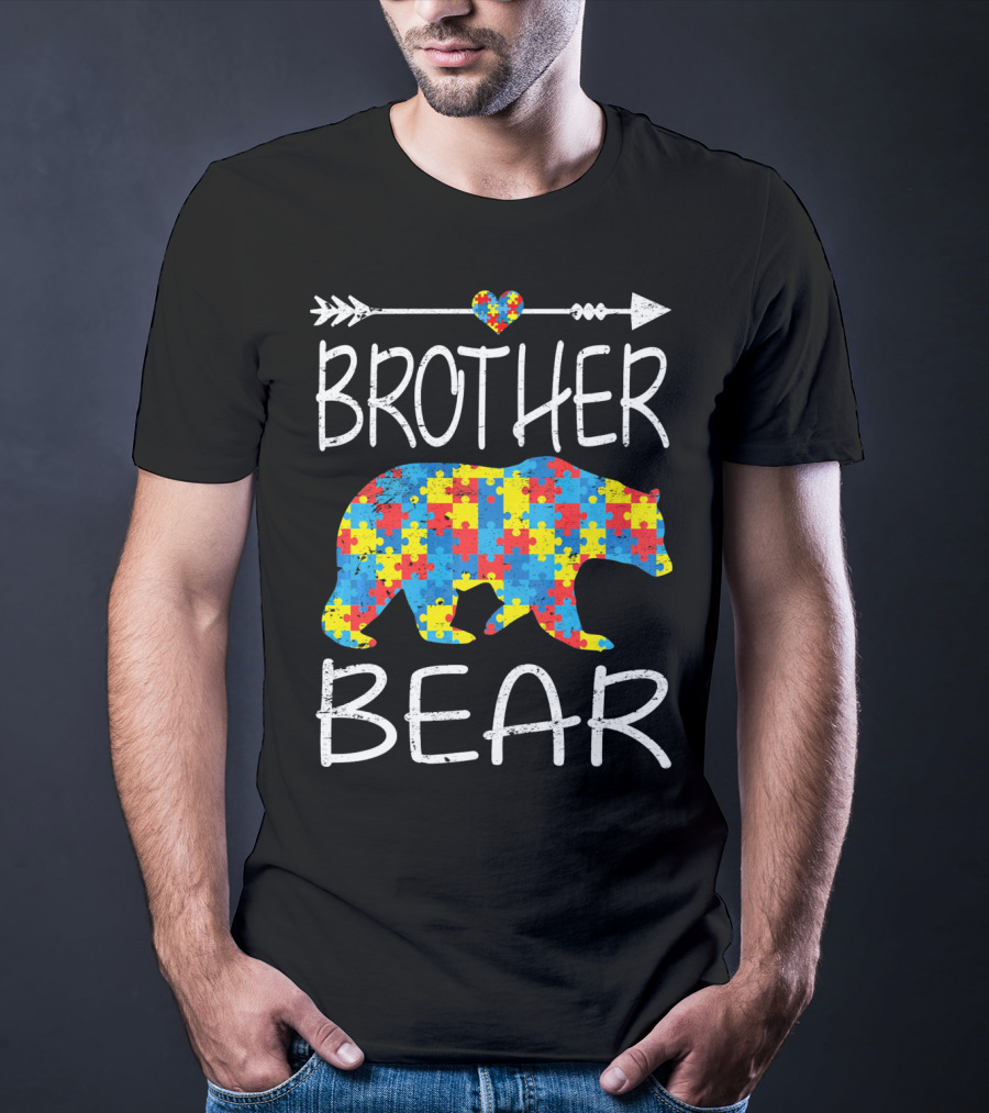 BROTHER BEAR Autism Awareness Arrow Puzzle Heart T-Shirt