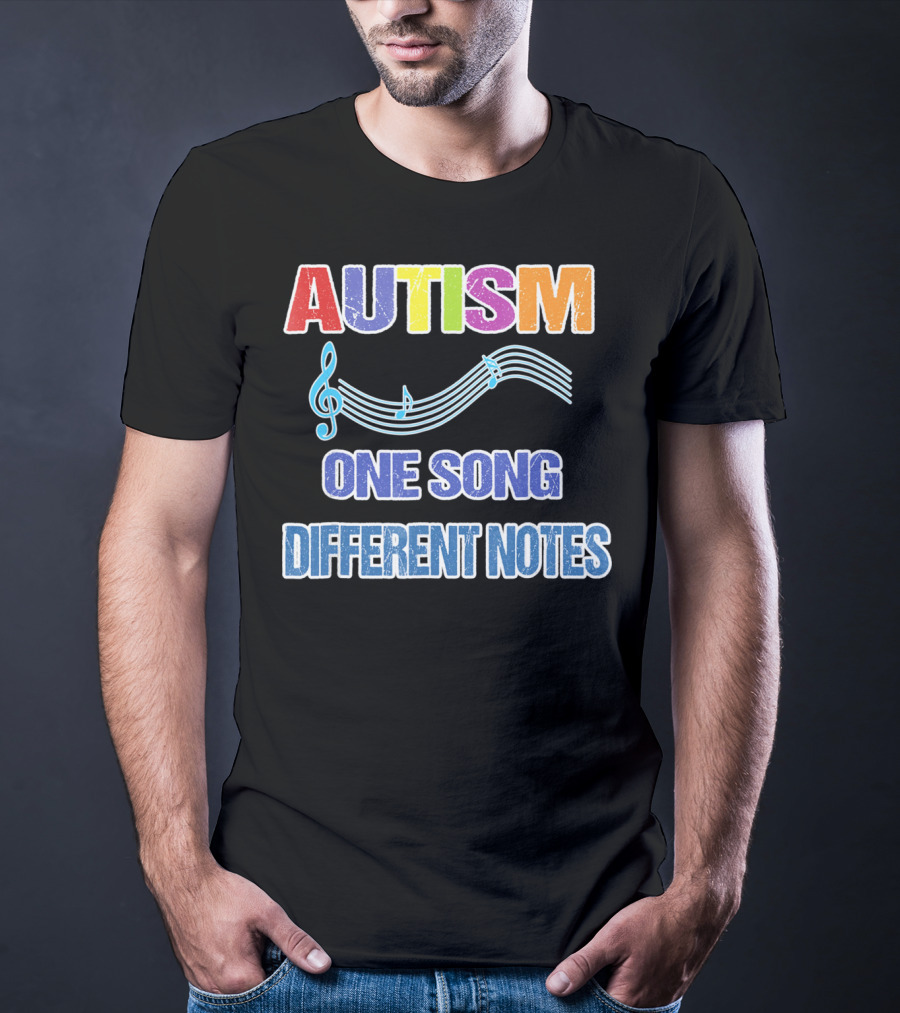 Autism One Song Different Notes Musical Clef T-Shirt