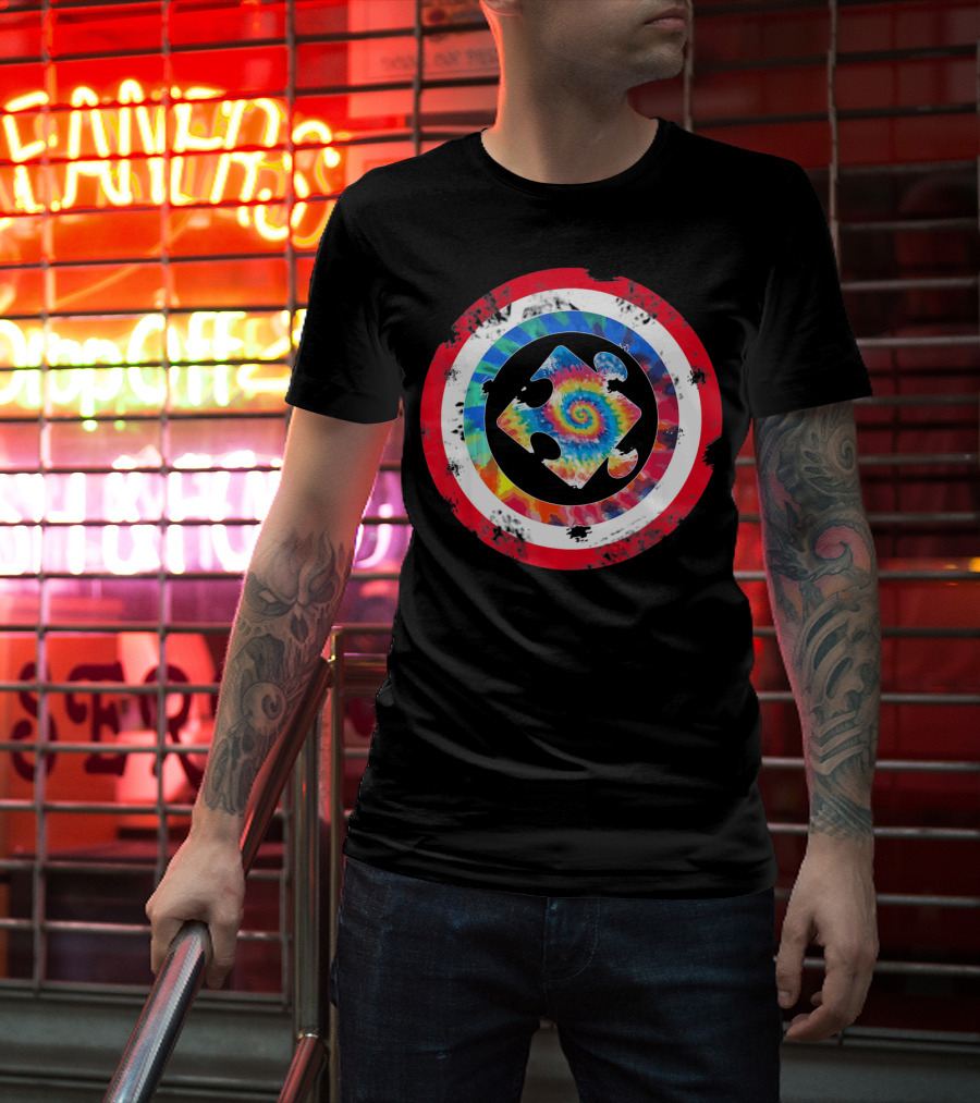 Tie Dye Captain Puzzle Autism Awareness Spiral T-Shirt
