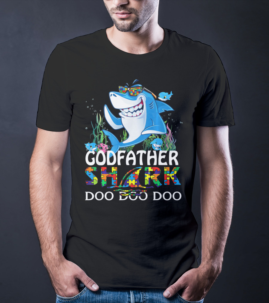 Godfather Shark Doo Doo Doo Autism Awareness T-Shirt