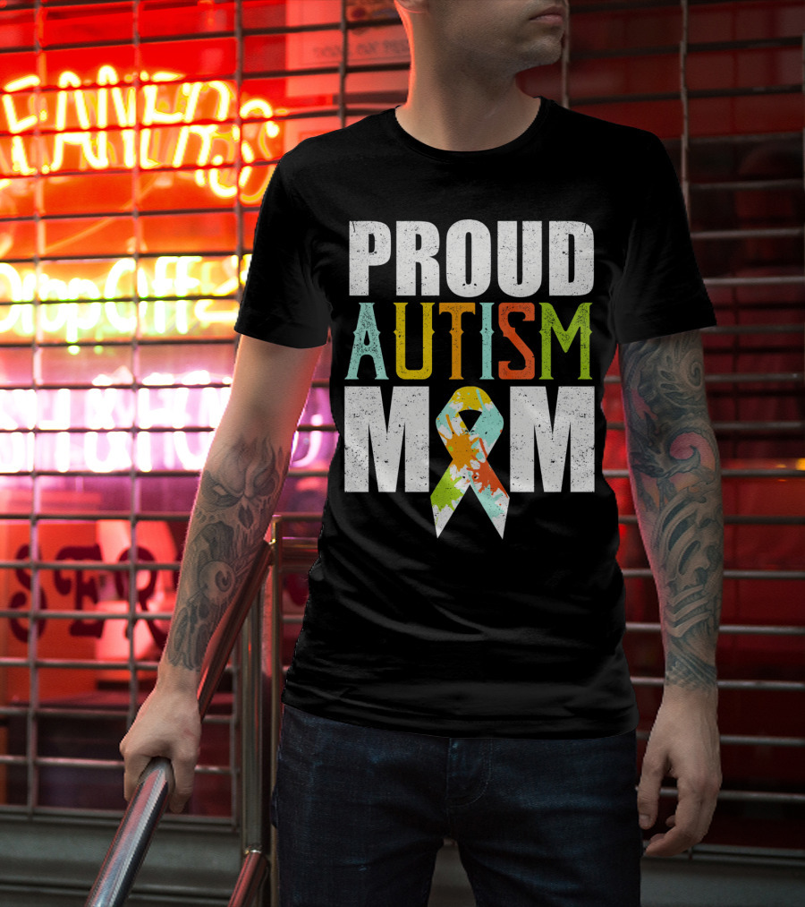 Proud Autism Mom Colorful Awareness T-Shirt
