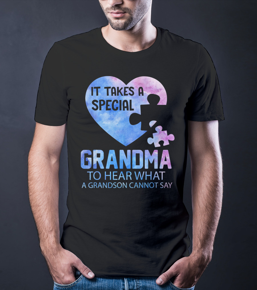 It Takes A Special Grandma To Hear What A Grandson Cannot Say Heart Puzzle Valentine T-Shirt
