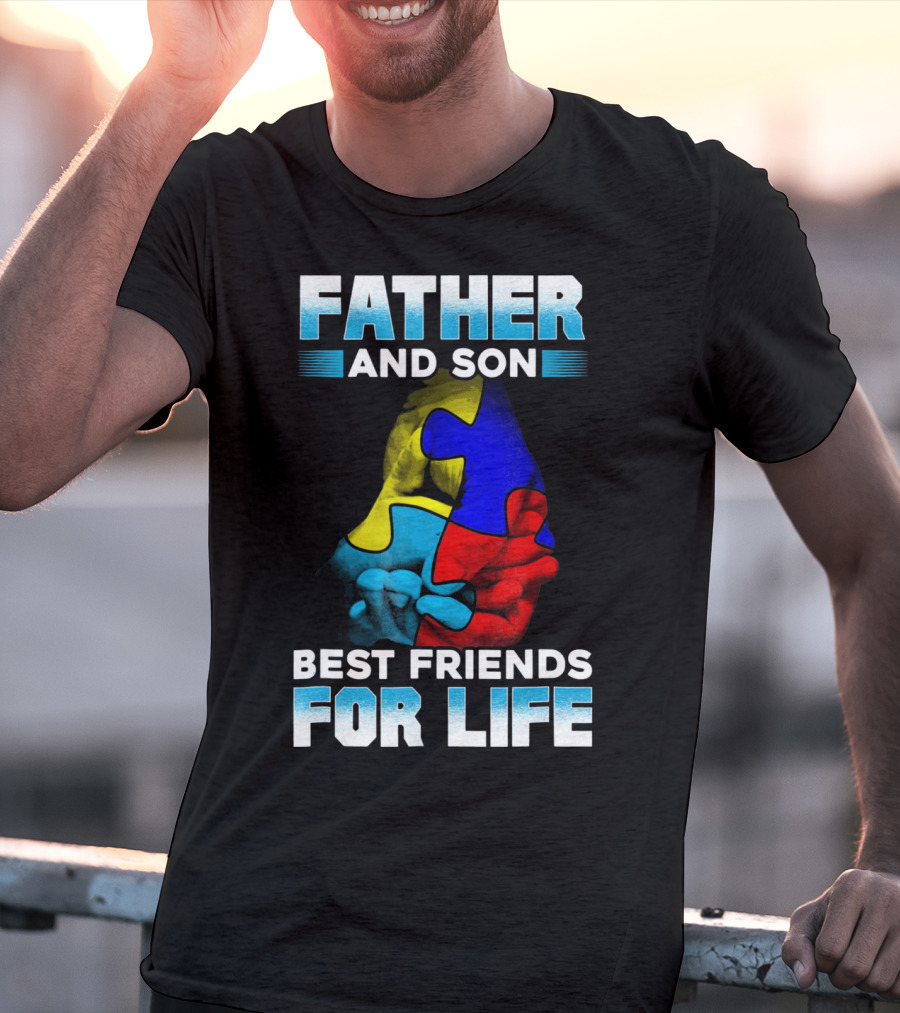 Father And Son Best Friends For Life Puzzle Autism Awareness T-Shirt