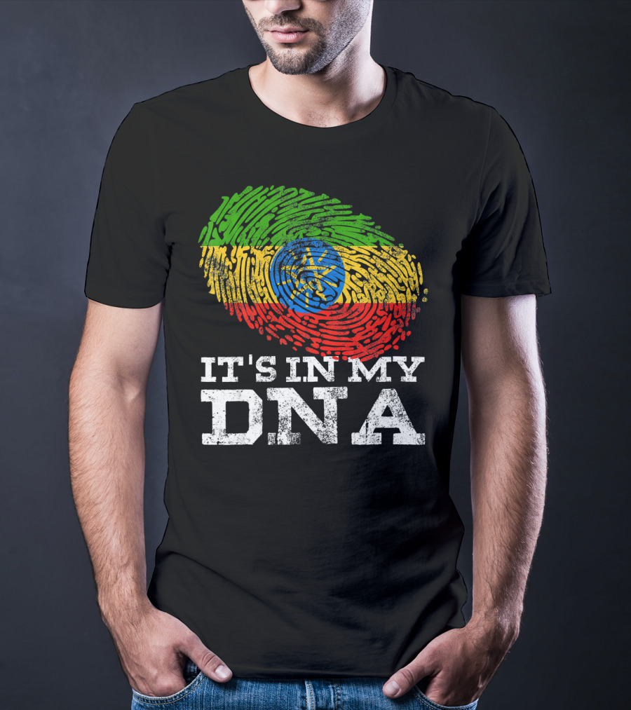 It's In My DNA Ethiopian Flag Fingerprint T-Shirt