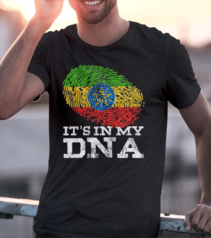 It's In My DNA Ethiopian Flag Fingerprint T-Shirt