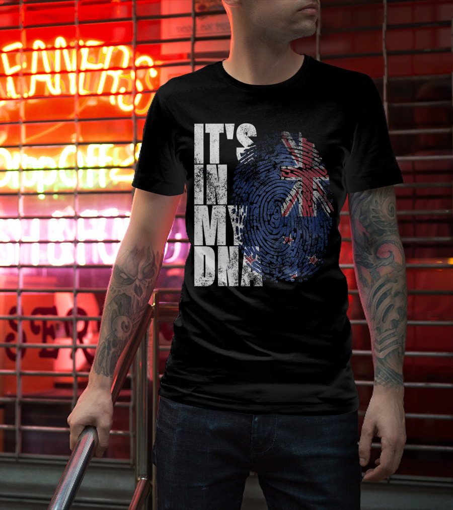 IT'S IN MY DNA New Zealand Maori Kiwi Flag Fingerprint T-Shirt