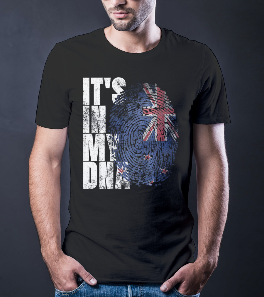 IT'S IN MY DNA New Zealand Maori Kiwi Flag Fingerprint T-Shirt