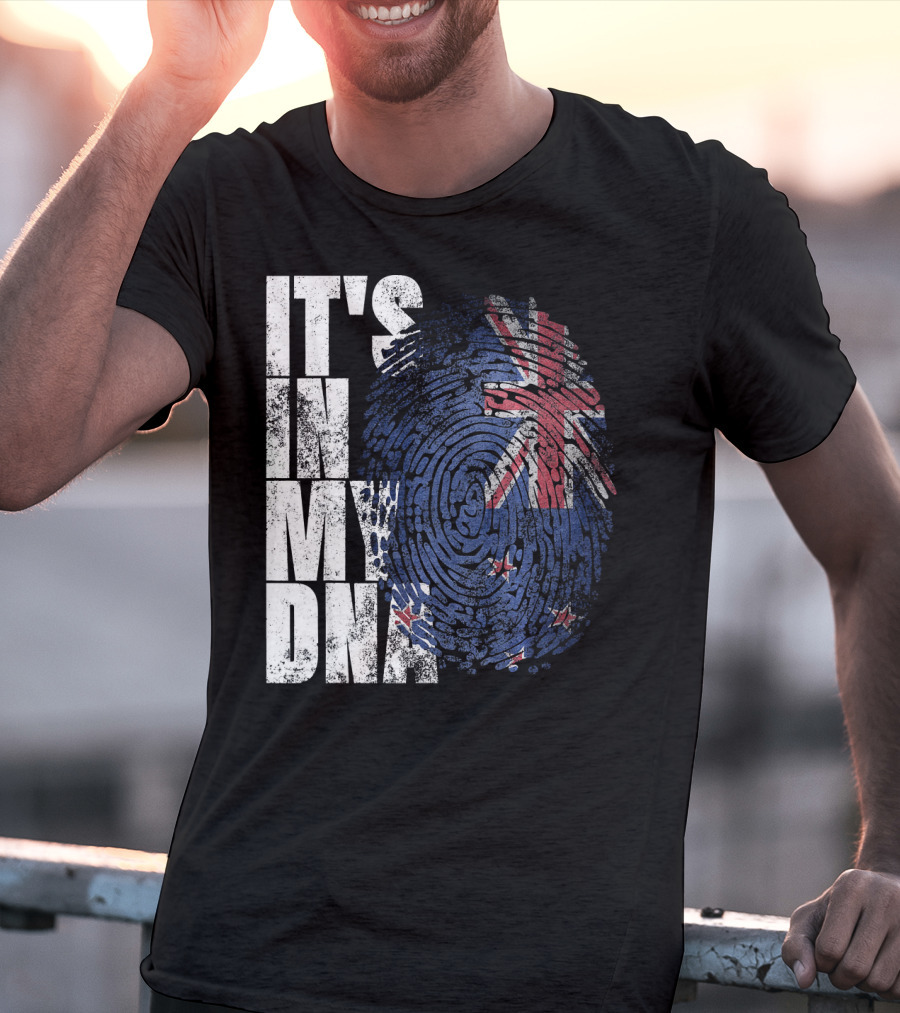 IT'S IN MY DNA New Zealand Maori Kiwi Flag Fingerprint T-Shirt