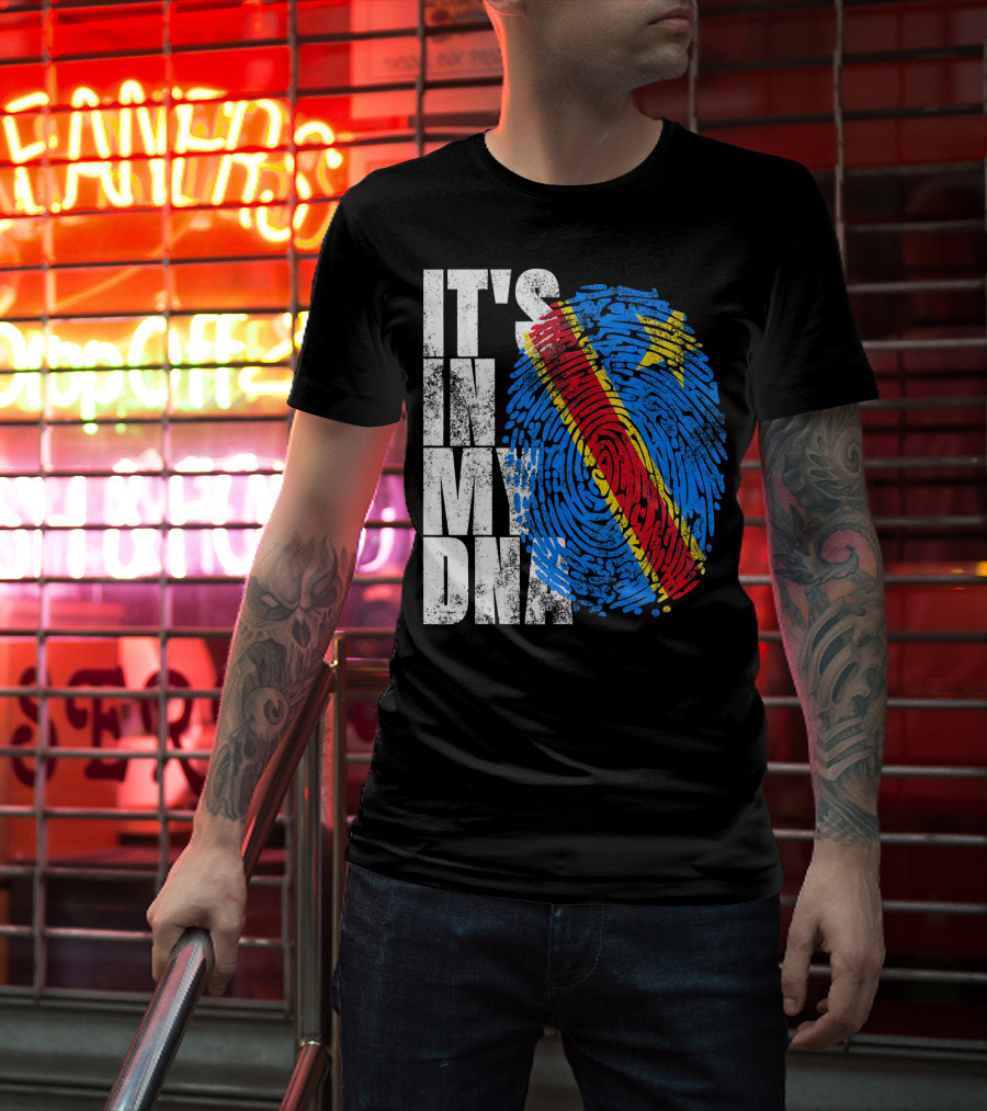 It's In My DNA Congo Flag Fingerprint Afro T-Shirt