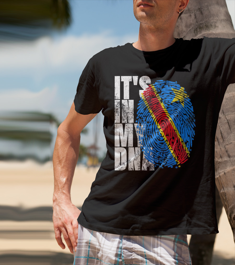 It's In My DNA Congo Flag Fingerprint Afro T-Shirt
