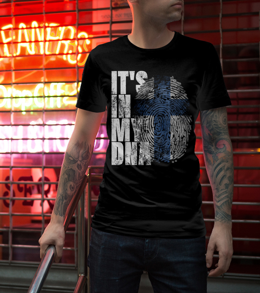It's In My DNA Finnish Suomi Finland Fingerprint Flag T-Shirt