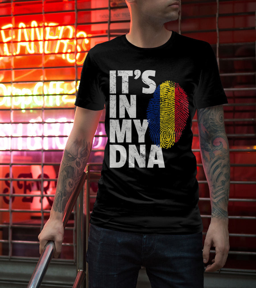 IT'S IN MY DNA Romanian Flag Fingerprint T-Shirt