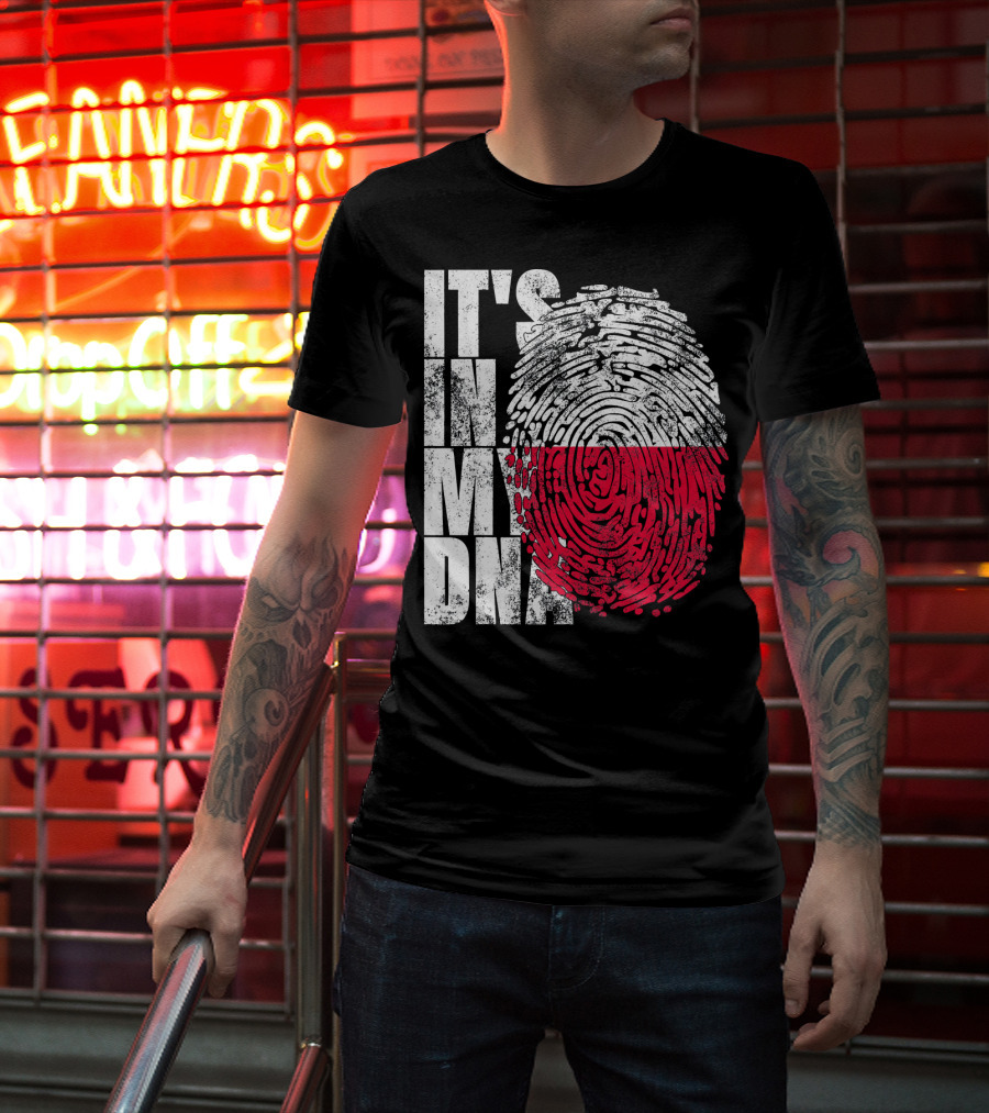 It's In My DNA Polish Polska Flaga Fingerprint T-Shirt