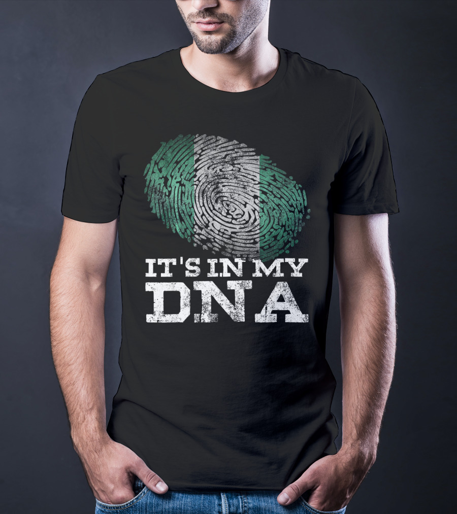 It's In My DNA Nigerian Flag Fingerprint Afro T-Shirt