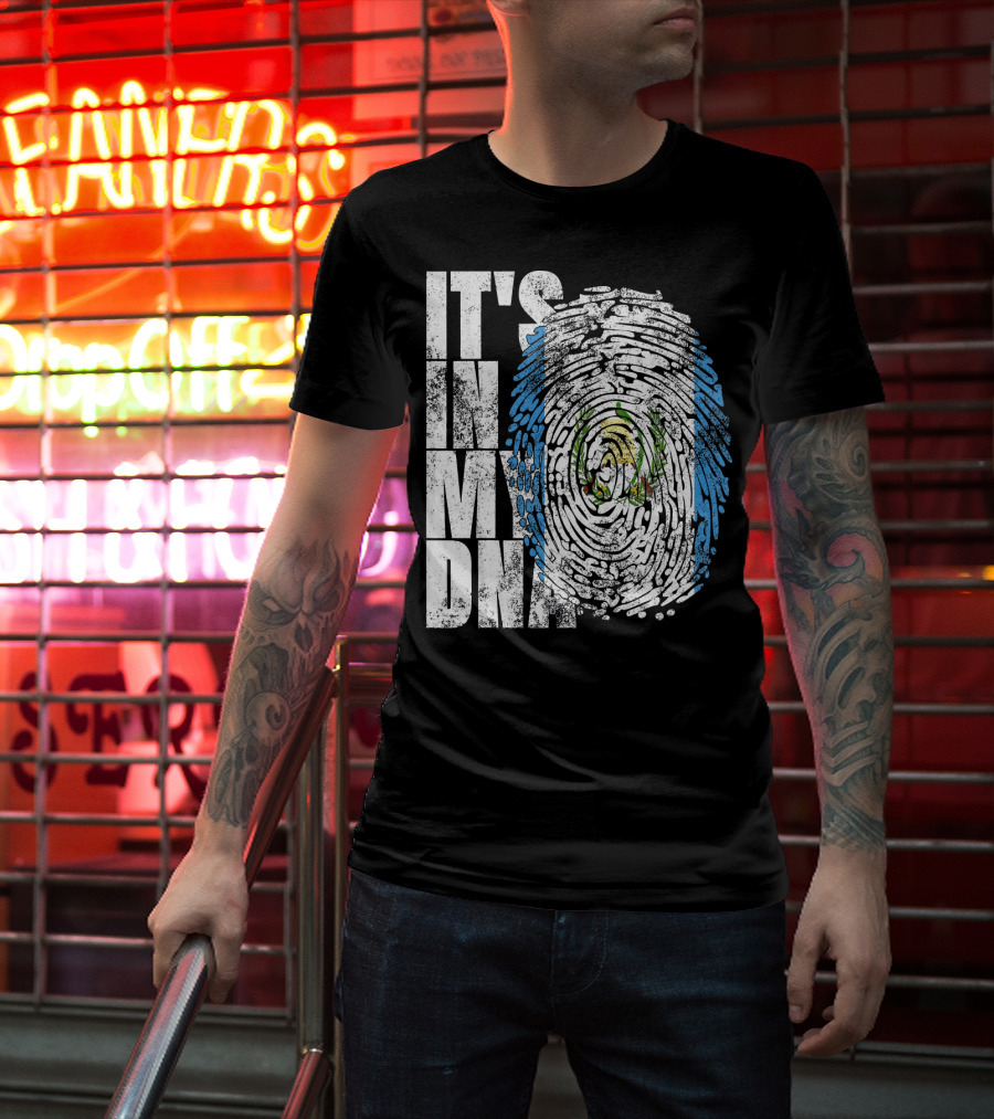 It's In My DNA Guatemalan American Flag Fingerprint T-Shirt
