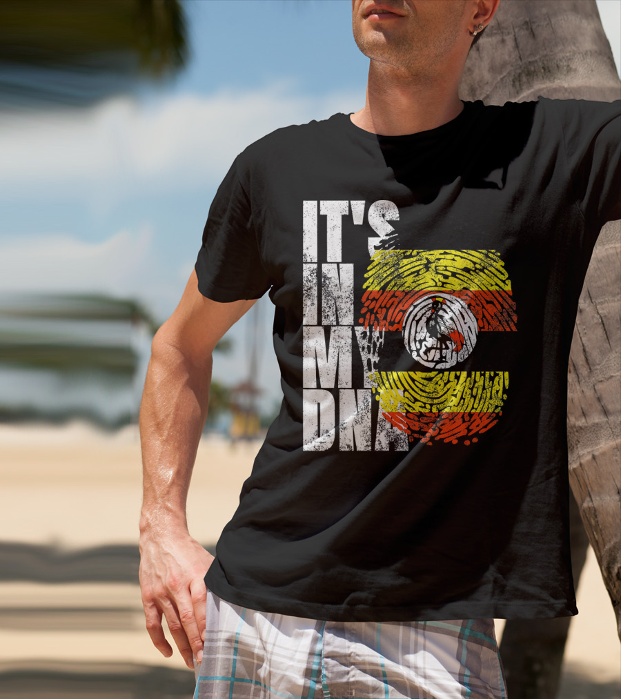 It's In My DNA Uganda African American Flag Fingerprint T-Shirt