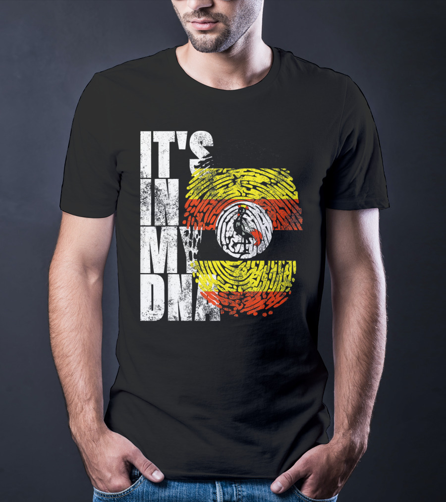 It's In My DNA Uganda African American Flag Fingerprint T-Shirt