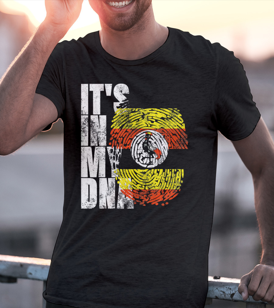 It's In My DNA Uganda African American Flag Fingerprint T-Shirt