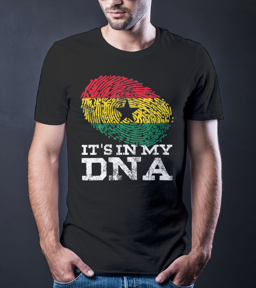 It's In My DNA Ghanaian African Fingerprint Flag T-Shirt