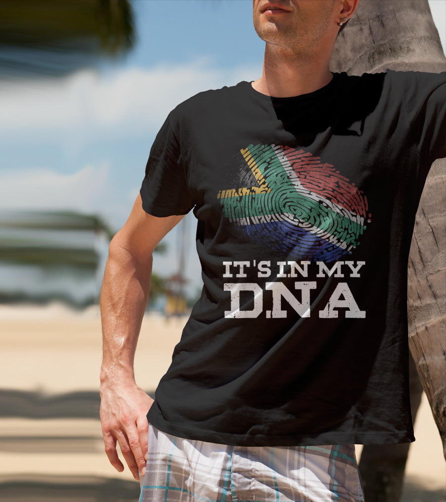 It's In My DNA South African Flag Fingerprint T-Shirt