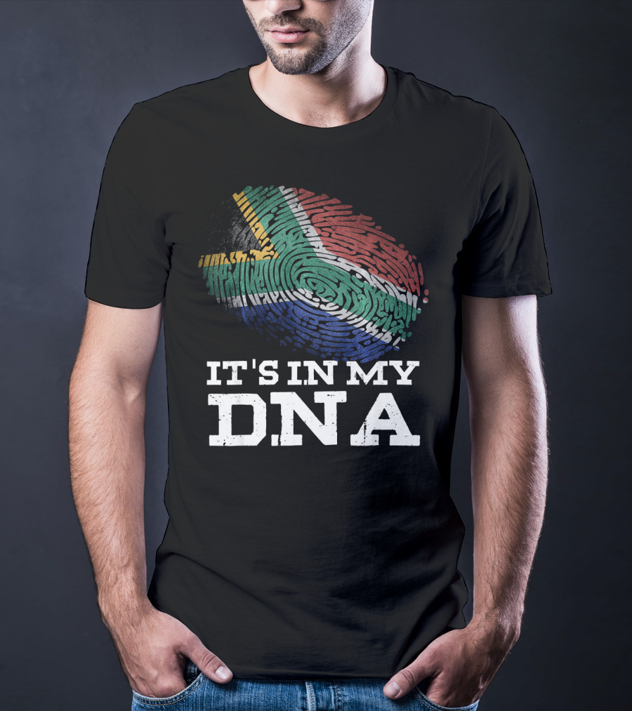 It's In My DNA South African Flag Fingerprint T-Shirt