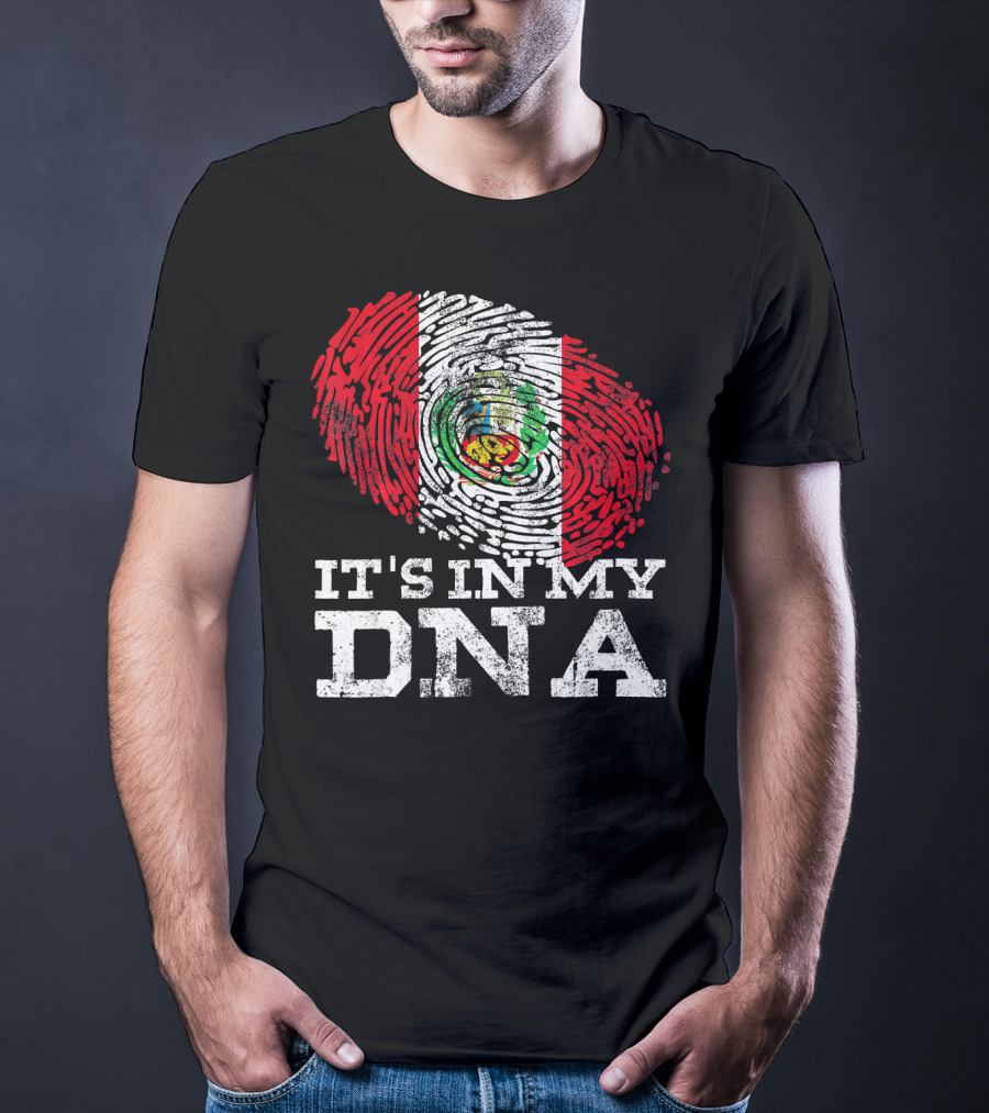 It's In My DNA Peruvian Flag Fingerprint Mexican Heritage T-Shirt