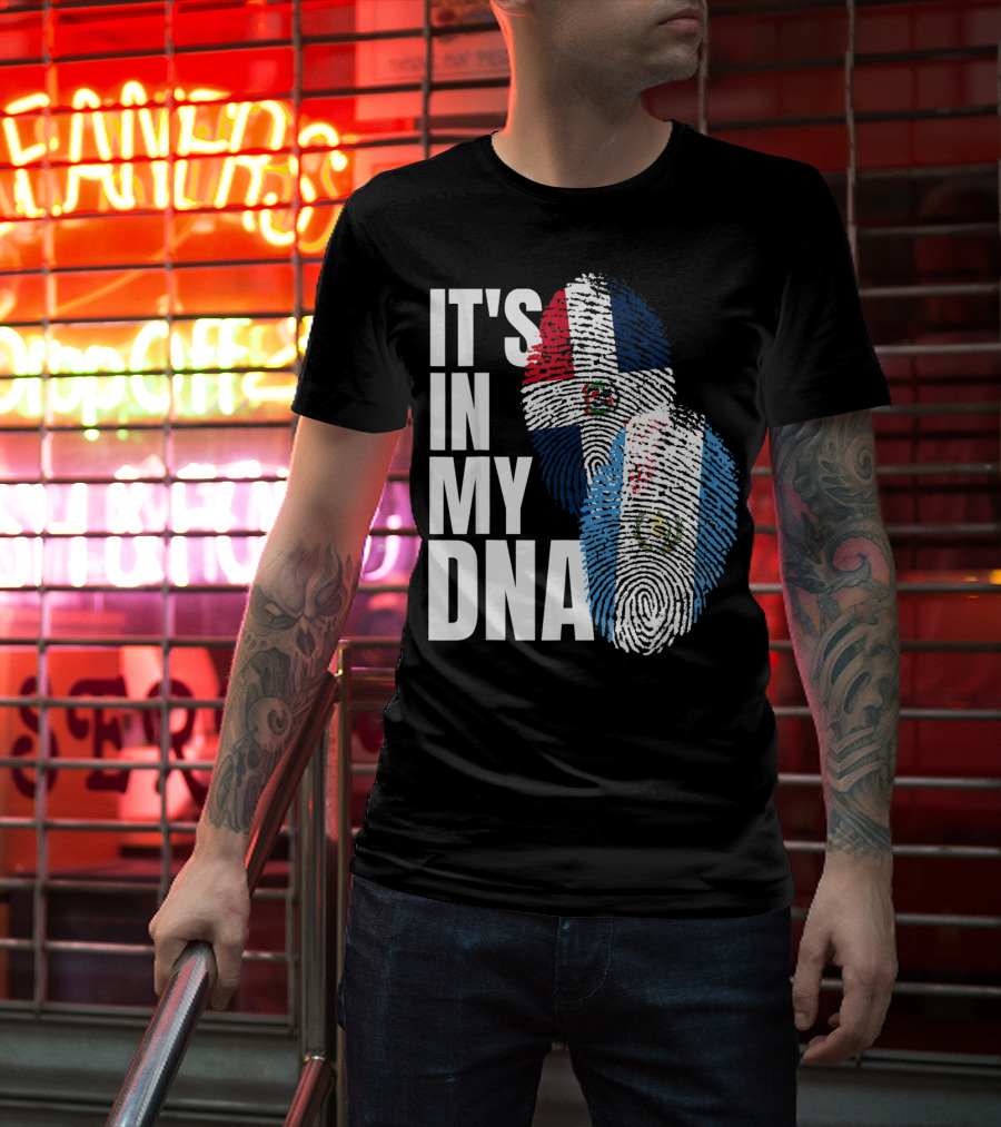 It's In My DNA Guatemalan And Dominican Mix Flag Fingerprints T-Shirt
