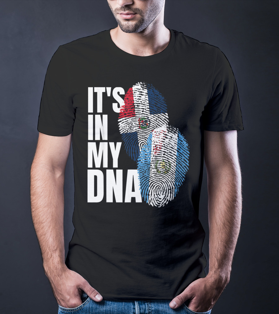 It's In My DNA Guatemalan And Dominican Mix Flag Fingerprints T-Shirt